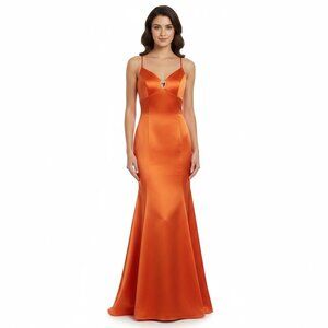 Burnt Orange Satin Formal Gown